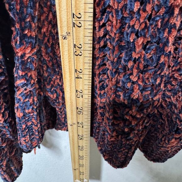 Soft Surroundings Women’s M Open Knit Pullover Sweater Rust Navy Textured Boho - Picture 5 of 7